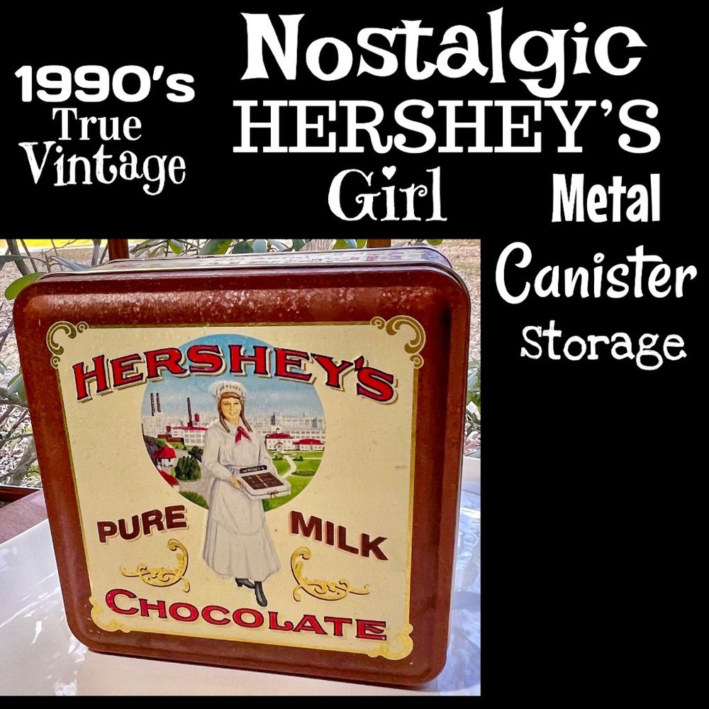▪️VTG▪️HERSHEY'S GIRL▪️Metal Canister Storage